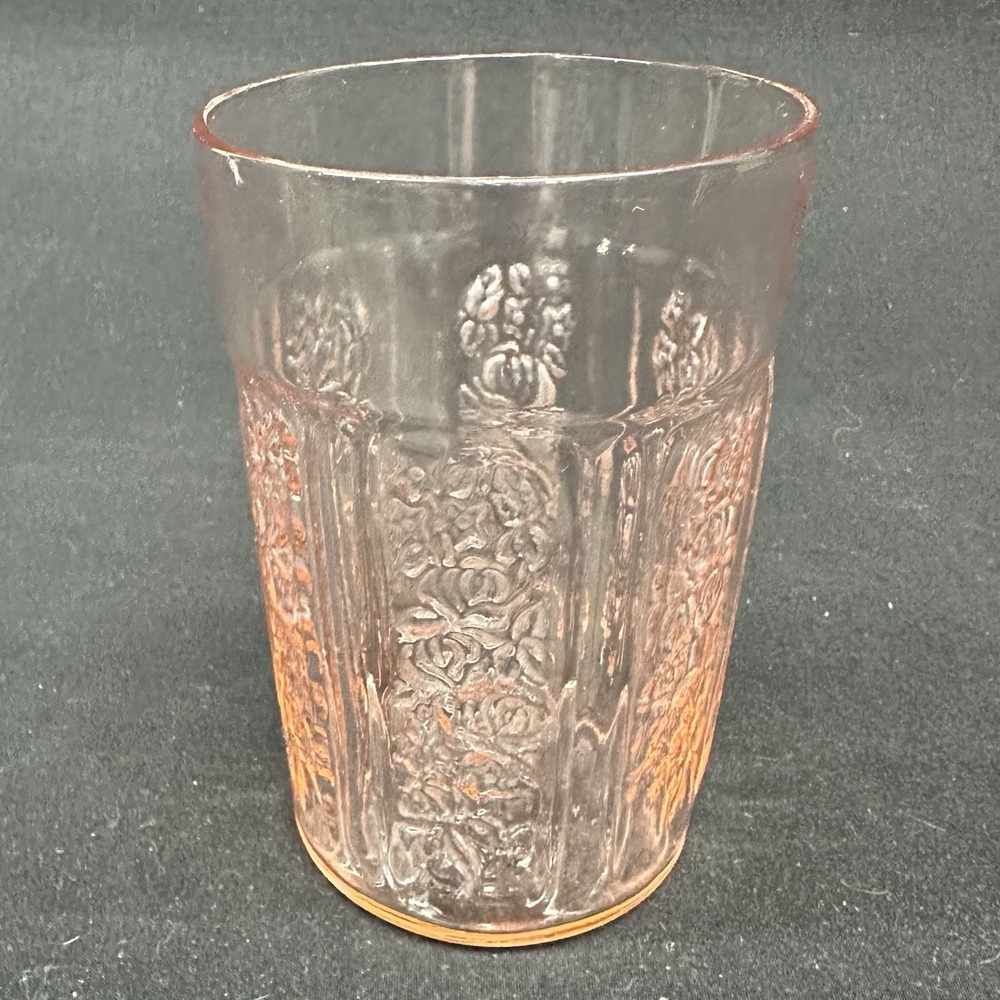 Federal‎ Glass 'Sharon (Cabbage Rose)' 9 Oz Pink Flat Tumbler, Vintage